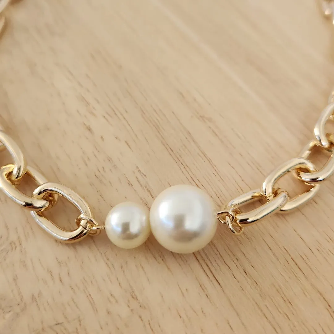 COLAR CHOKER ELOS DUAS PÉROLAS