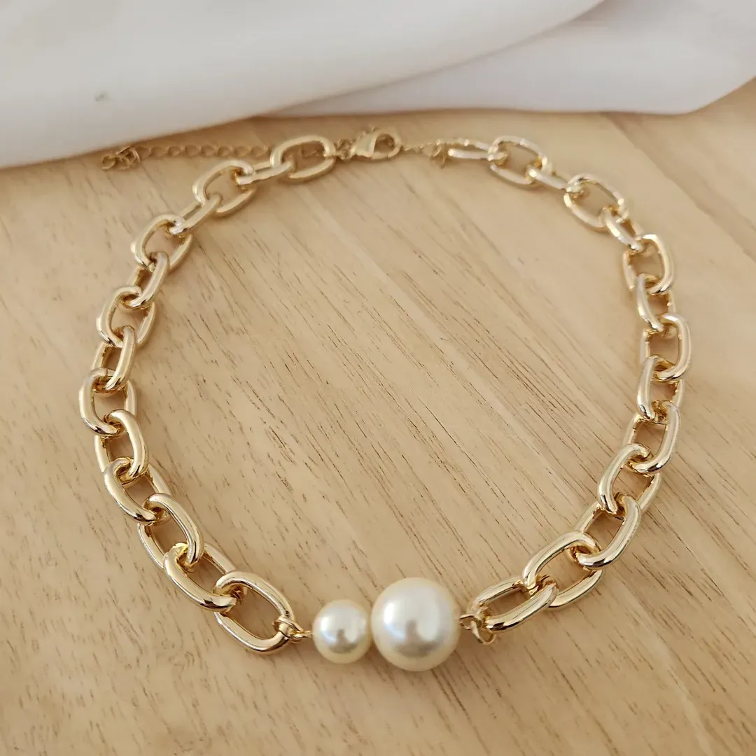 COLAR CHOKER ELOS DUAS PÉROLAS