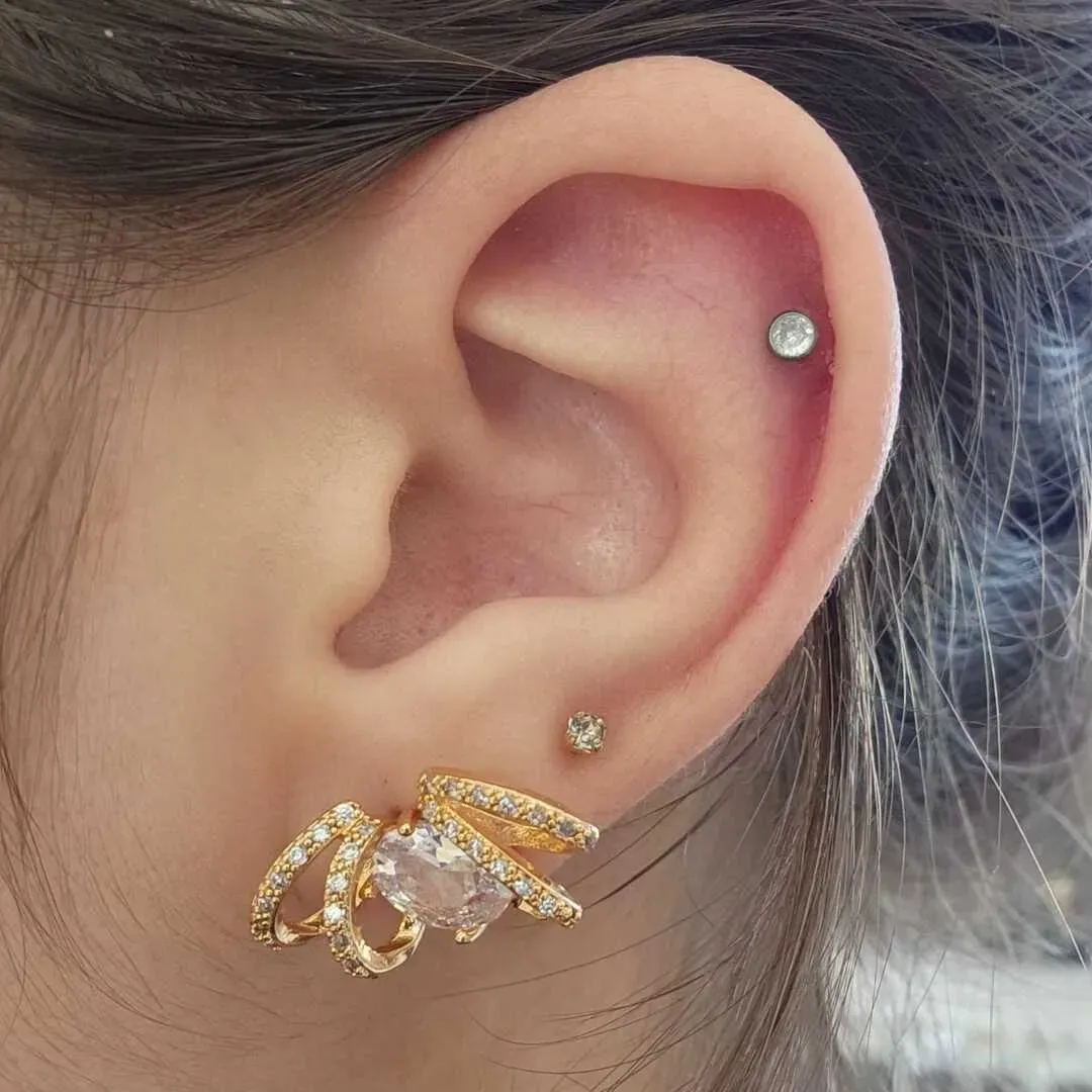 BRINCO EAR CUFF  CRAVEJADAS EM MICROZIRCÔNIAS CRISTAL