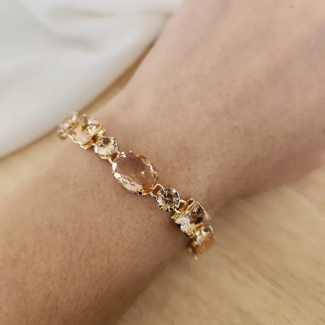 PULSEIRA LUXO PEDRAS FORMAS CITRINO