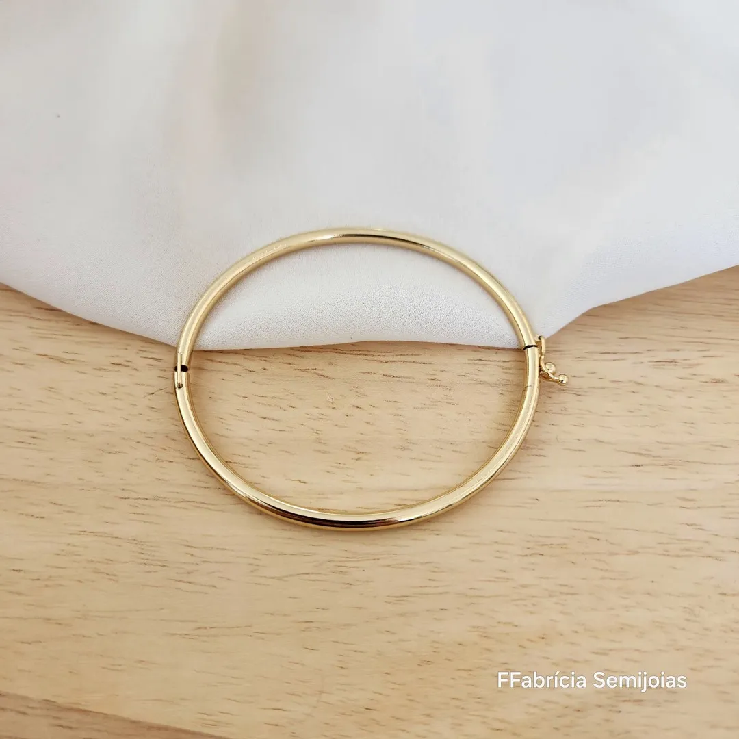 BRACELETE REDONDO LISO FINO FECHO TRAVA