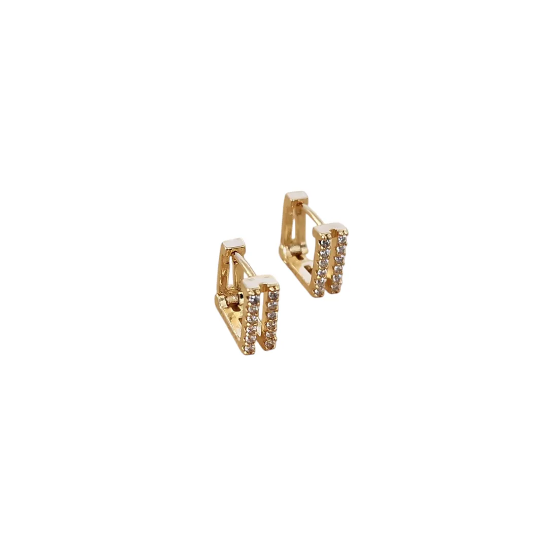 BRINCO ARGOLINHA QUADRADA DOIS FIOS PP CRVEJADO EM MICROZIRCÔNIAS CRISTAL
