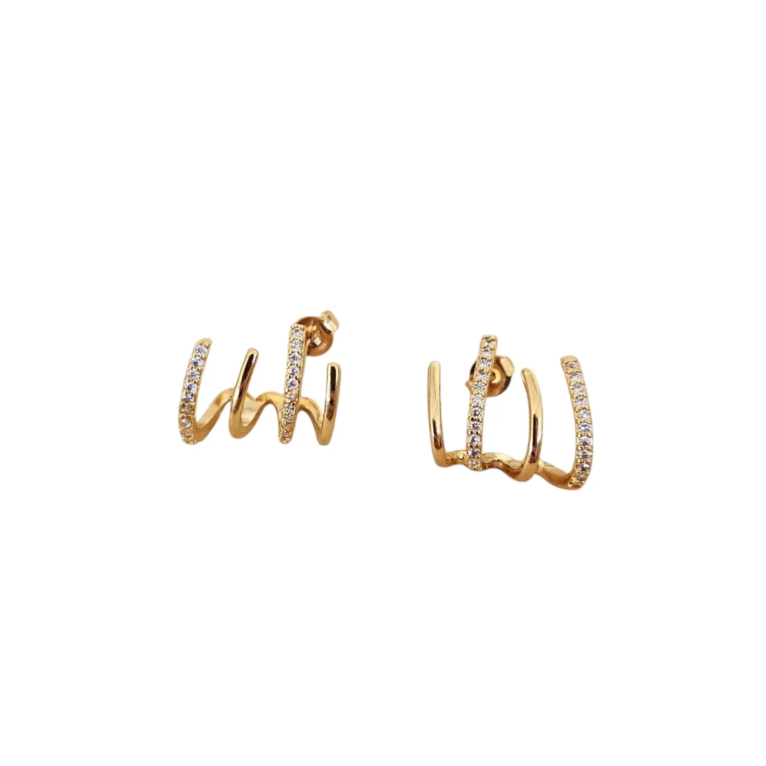 BRINCO EAR CUFF 4 FIOS CRAVEJADO EM MICROZIRCÔNIAS CRISTAL