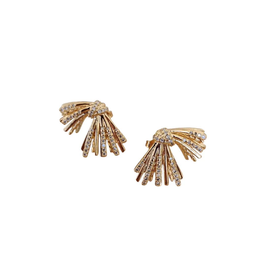 BRINCO EAR CUFF LEQUE CRAVEJADO EM MICROZIRCÔNIAS CRISTAL