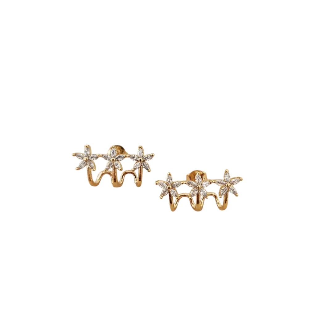 BRINCO EAR CUFF TRÊS ESTRELAS NAVETES CRISTAL