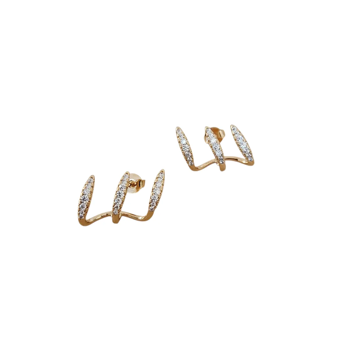 BRINCO EAR CUFF TRÊS FIOS CRAVEJADAS EM MICROZIRCÔNIAS CRISTAL
