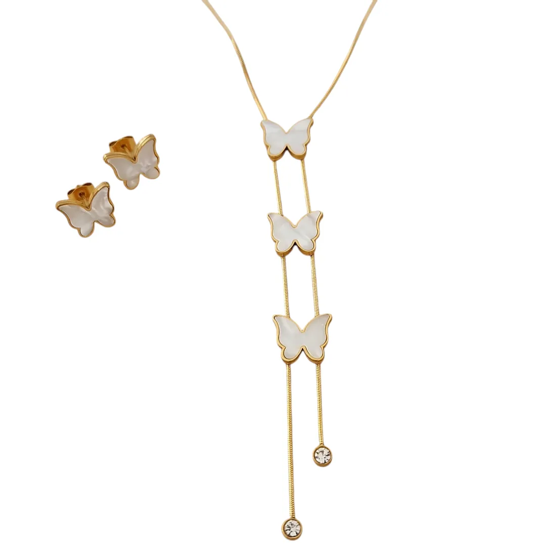 CONJUNTO BORBOLETAS EM MADREPÉROLA DOURADO