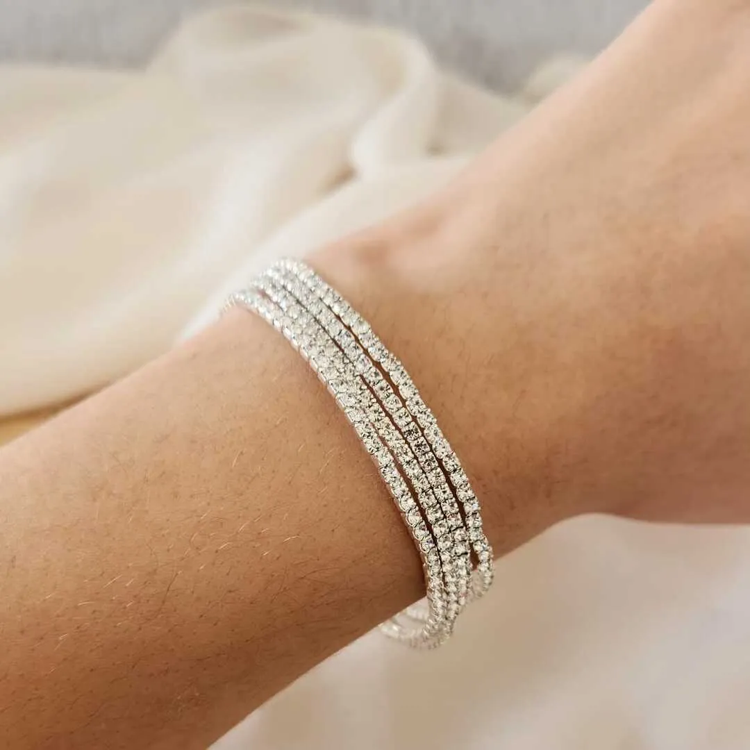 KIT 4 PULSEIRAS ZIRCÔNIAS CRISTAL