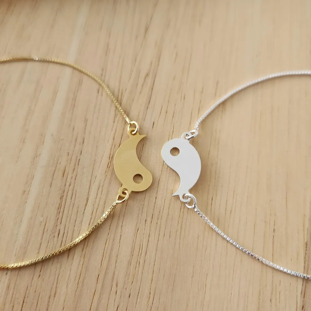 PULSEIRAS SHAMBALAS PRATA E DOURADA YIN-YANG