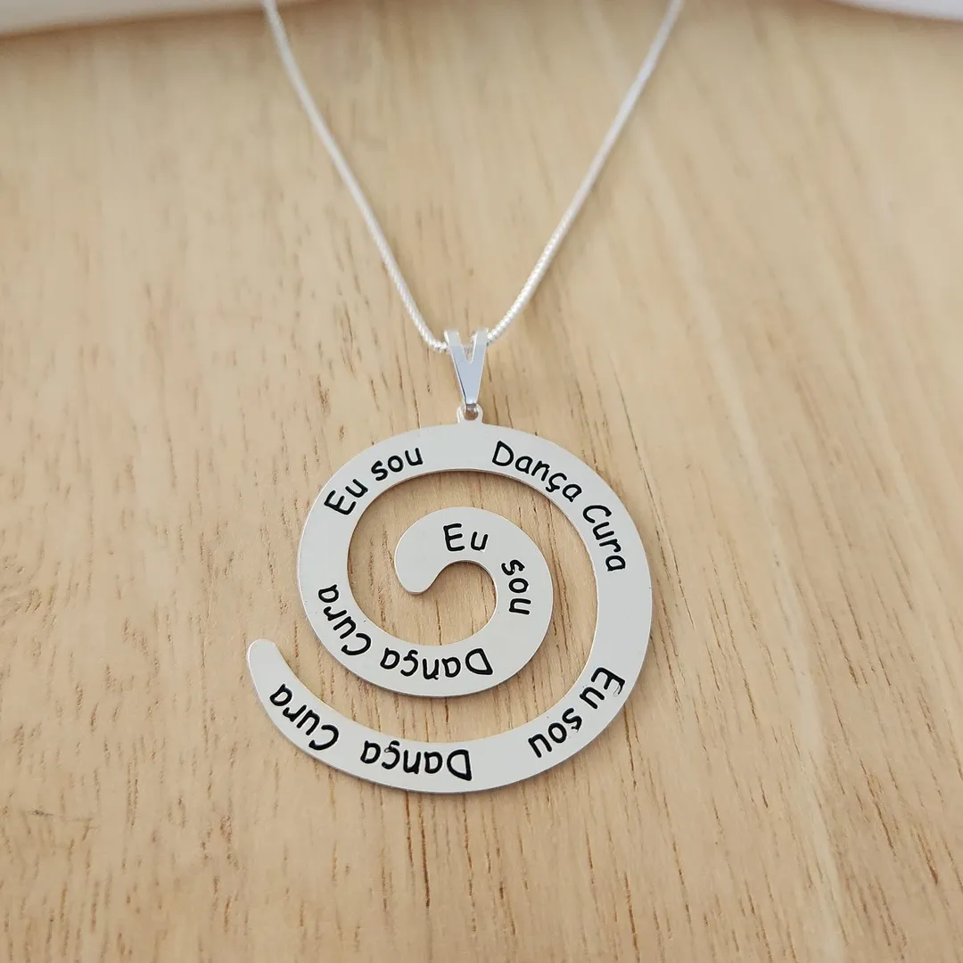COLAR PRATA CORRENTE VENEZIANA MANDALA ESPIRAL 
