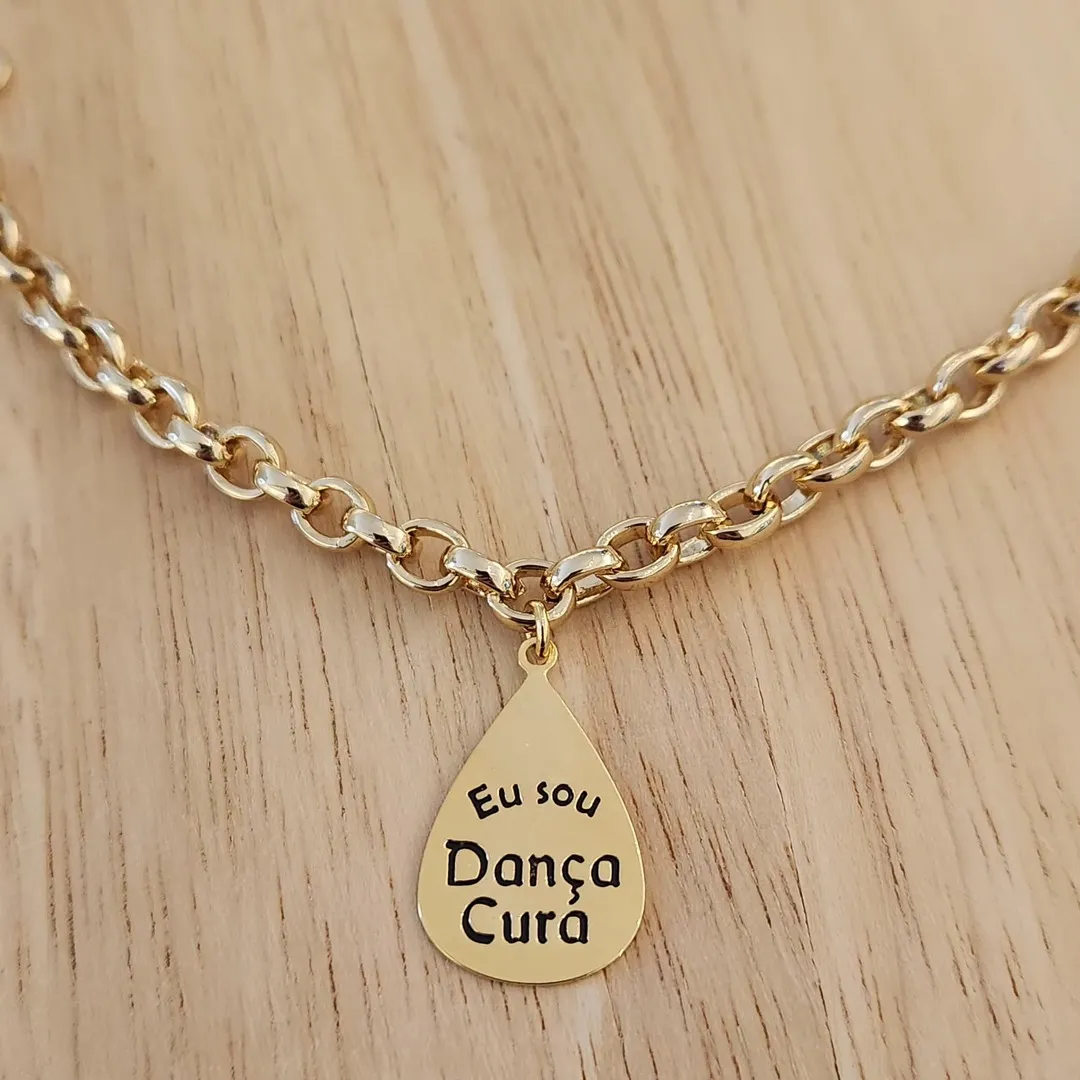 PULSEIRA DOURADA ELOS PINGENTE GOTA 