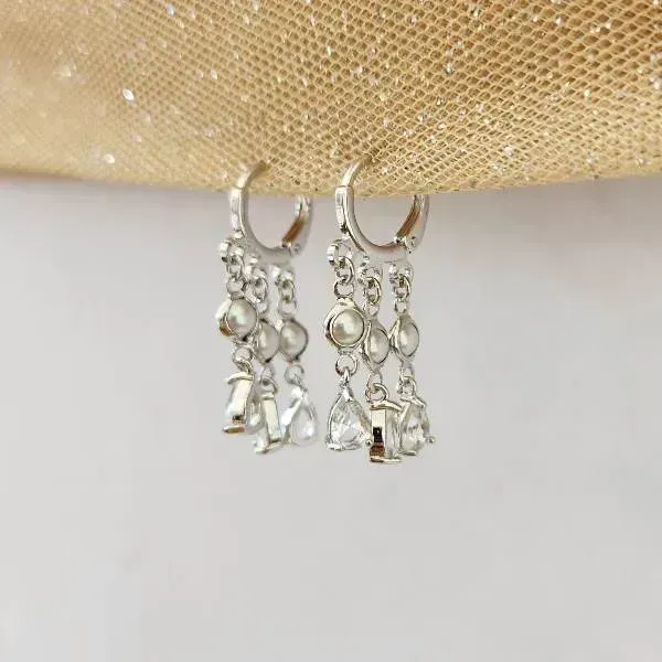 ARGOLINHA RÓDIO BRANCO ZIRCÔNIA CRISTAL