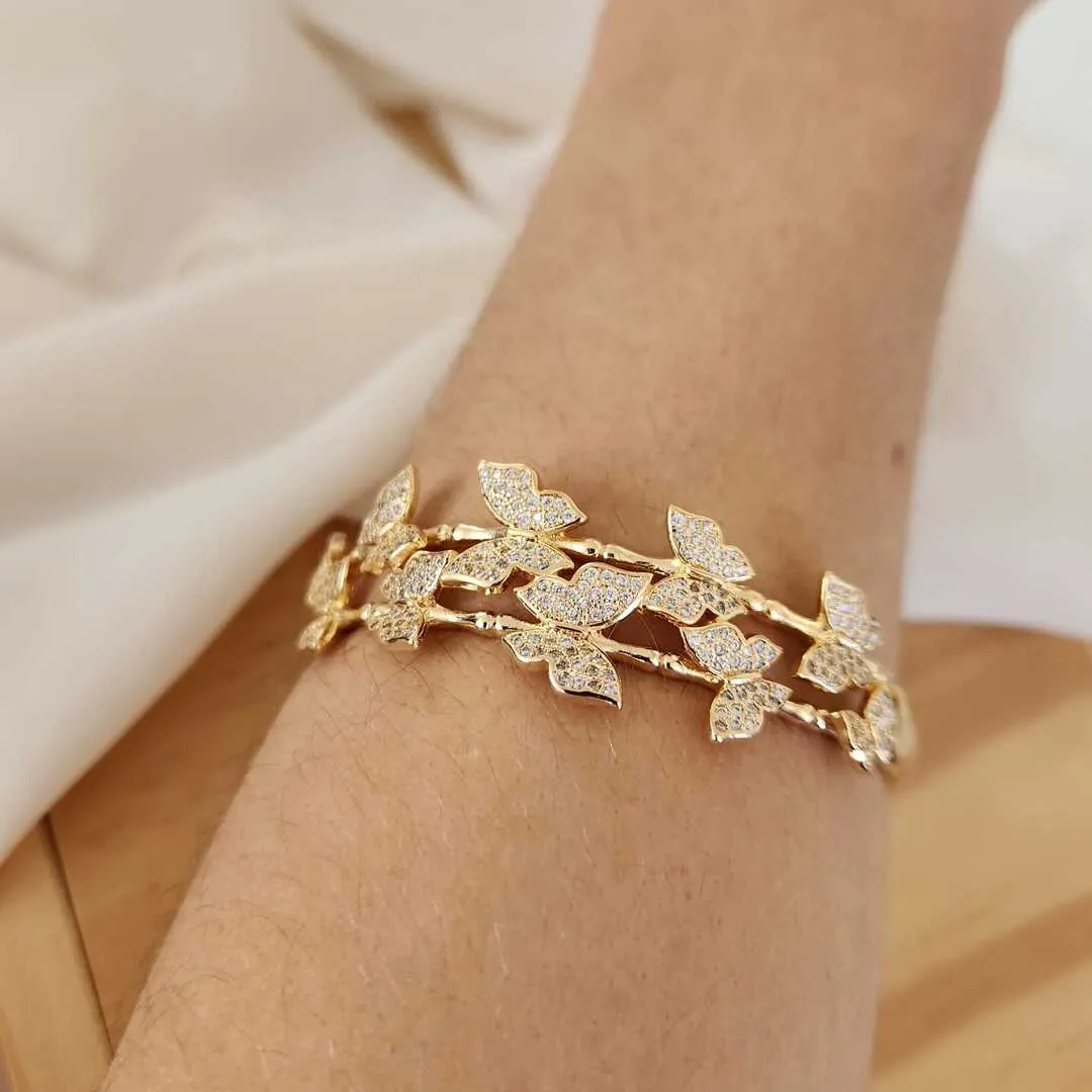 BRACELETE BORBOLETAS CRAVEJADO EM MICROZIRCÔNIAS CRISTAL