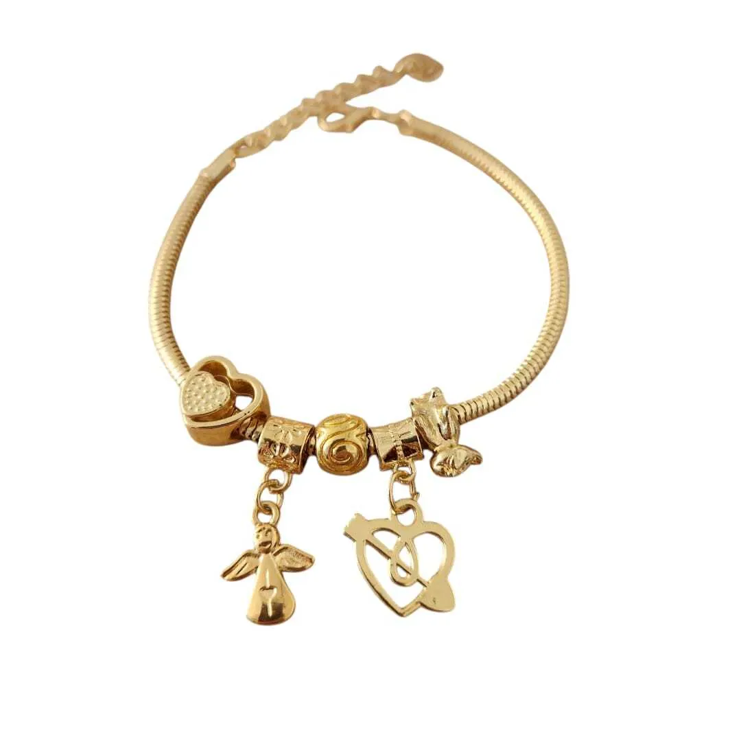 PULSEIRA DOURADA COM 5 BERLOQUES