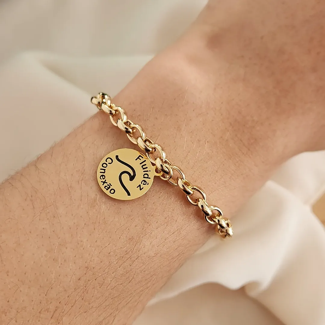 PULSEIRA DOURADA ELOS PINGENTE FLUIDÊZ, ONDA E CONEXÃO