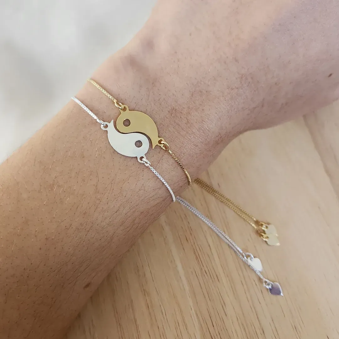 PULSEIRAS SHAMBALAS PRATA E DOURADA YIN-YANG