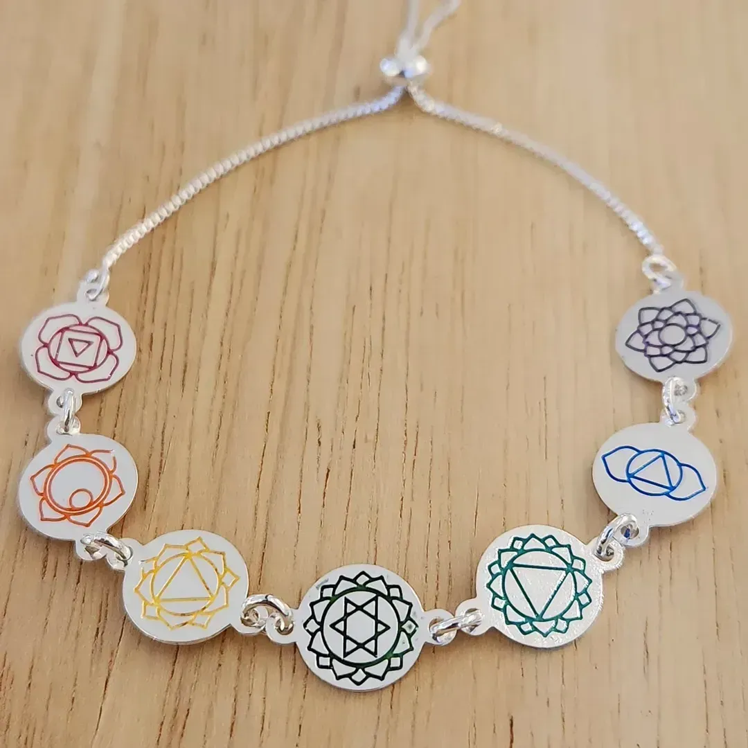 PULSEURA SHAMBALA VENEZIANA COM PINGENTE MANDALA 7 CHAKRAS COLOR