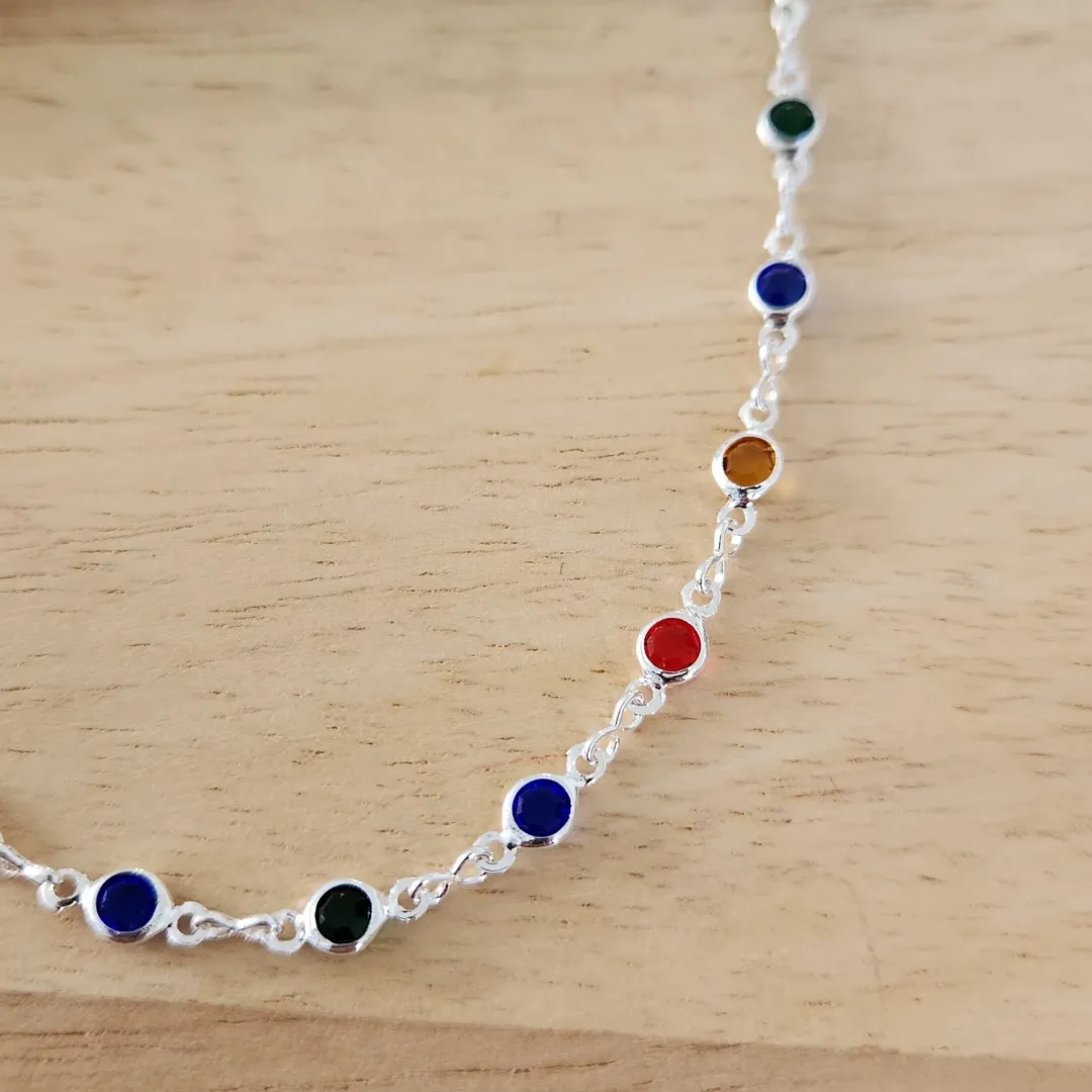 COLAR CORRENTE PEDRAS COLORIDAS 4MM