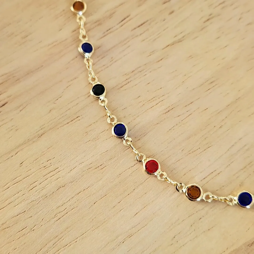 COLAR CORRENTE PEDRAS COLORIDAS 4MM
