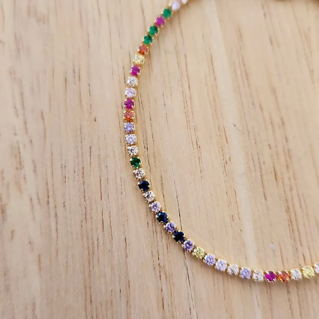 PULSEIRA RIVIERA MICROZIRCÔNIAS COLORIDAS 18CM