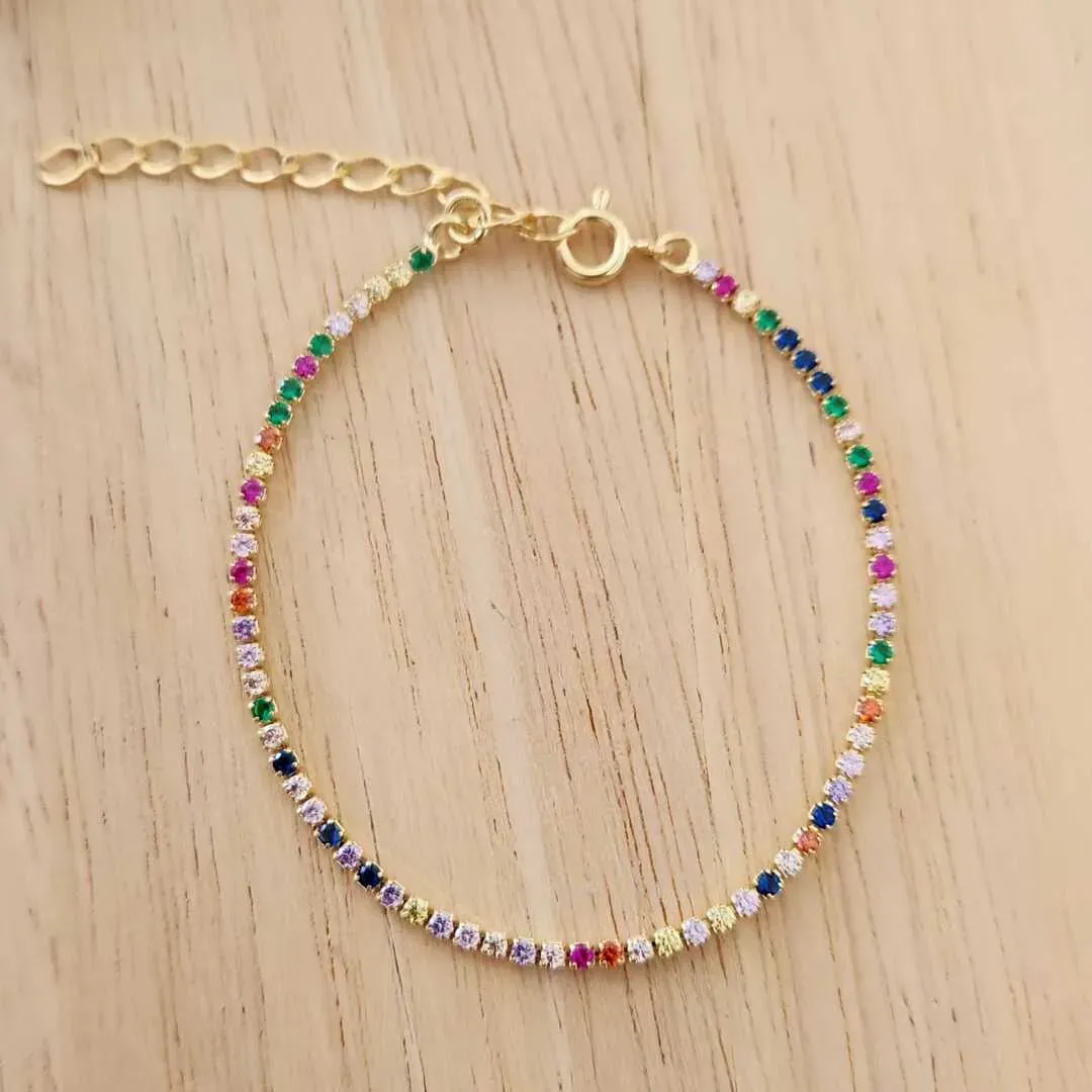 PULSEIRA RIVIERA MICROZIRCÔNIAS COLORIDAS 18CM