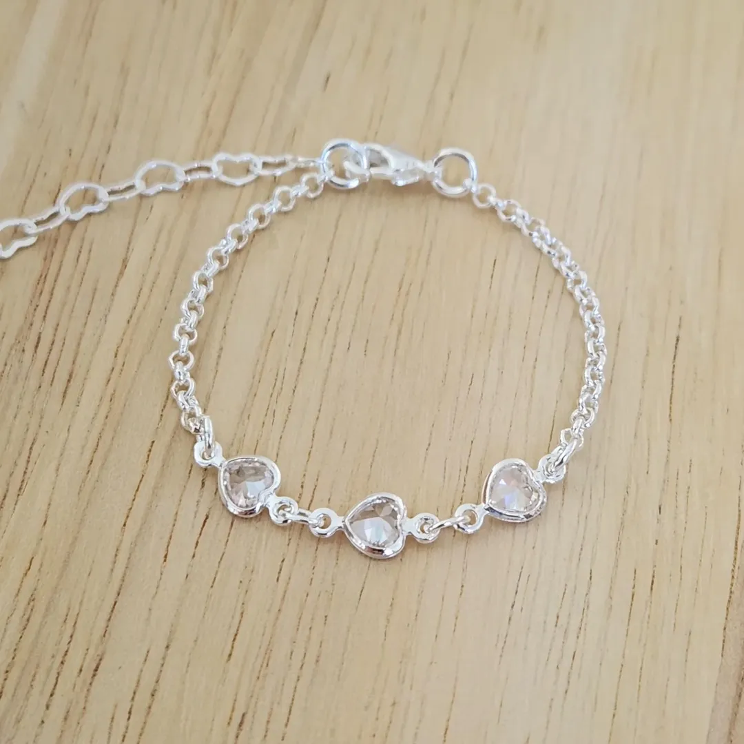 PULSEIRA INFANTIL ELO PORTUGUÊS COM CORAÇÃO 15CM