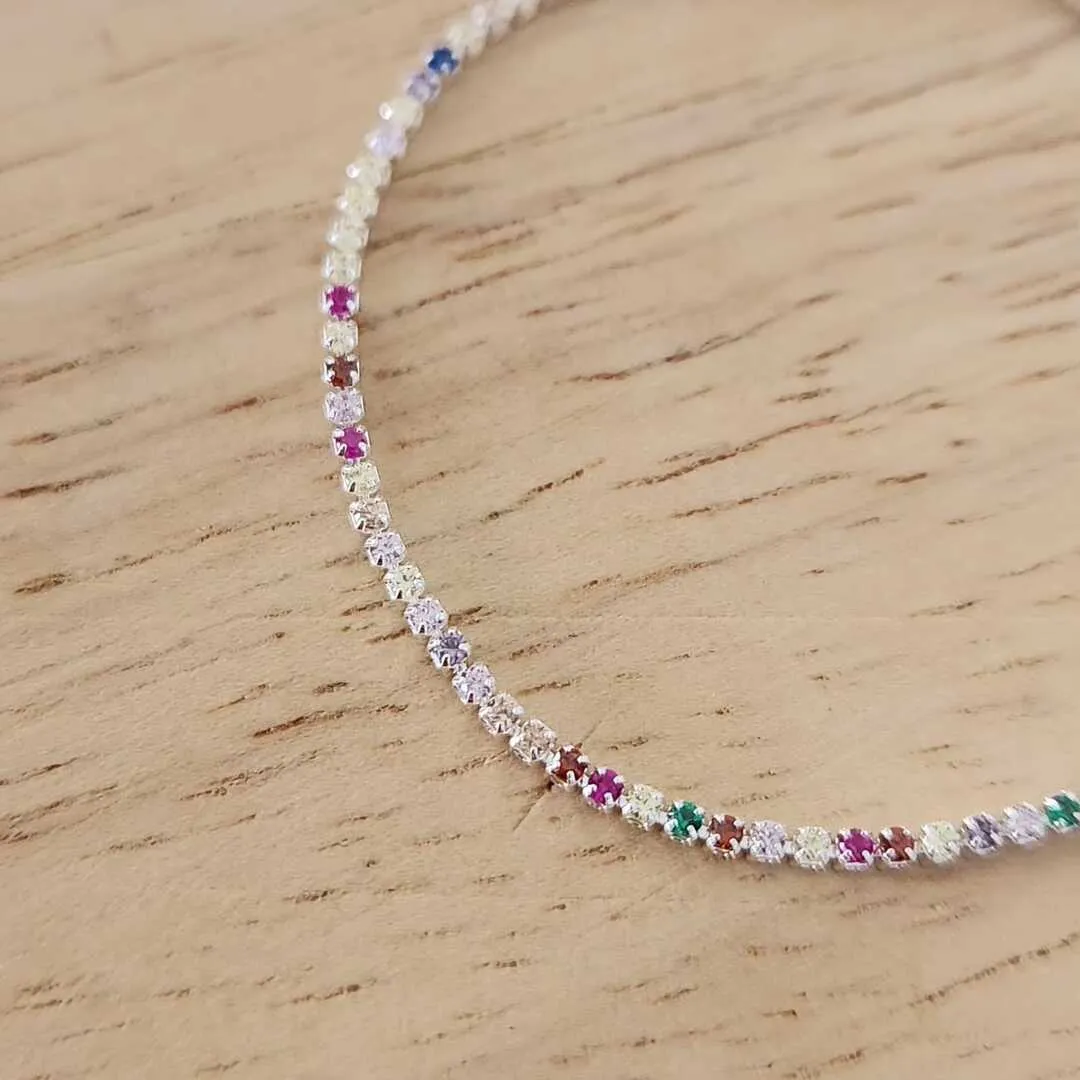 PULSEIRA INFANTIL RIVIERA MICROZIRCÔNIAS COLORIDAS 15CM