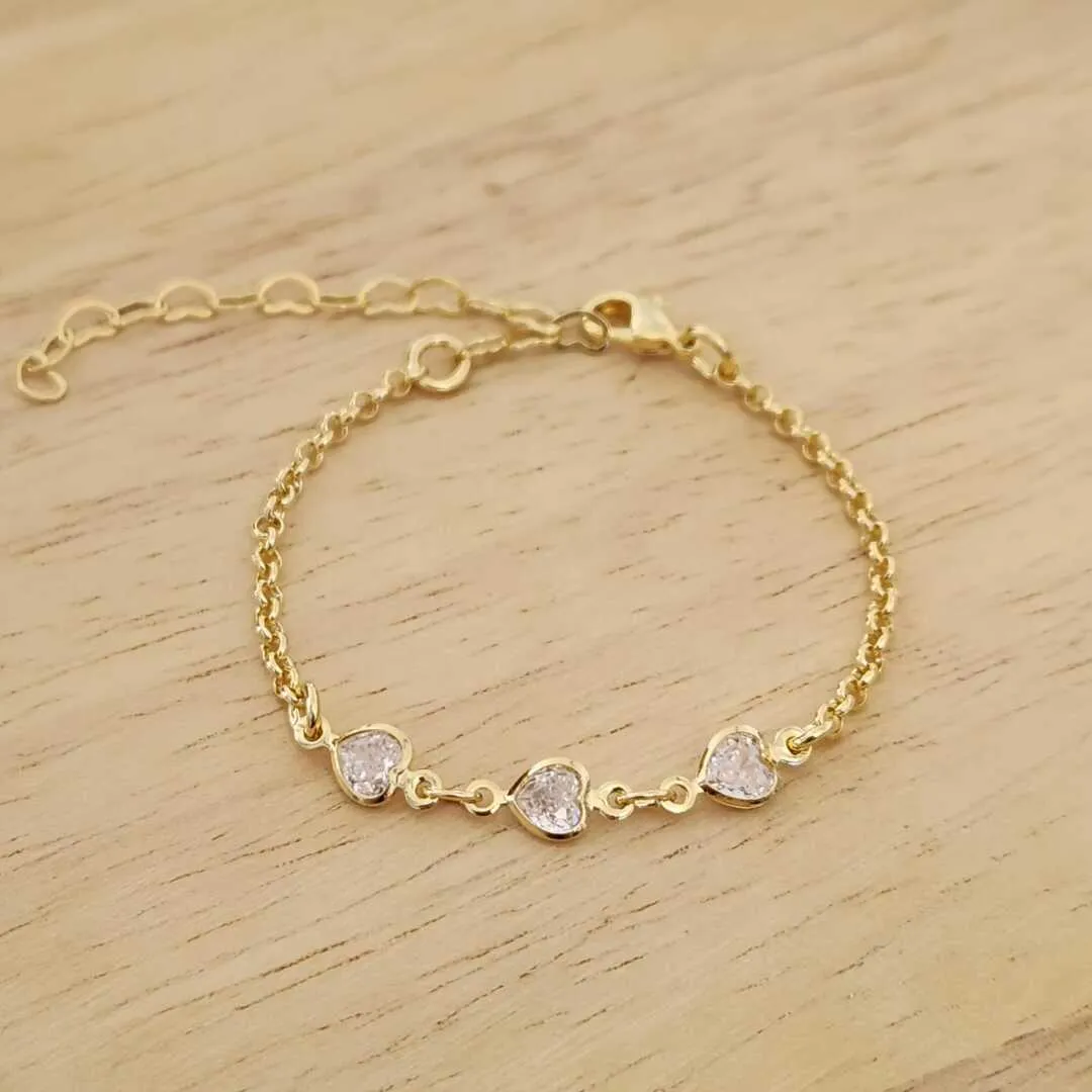 PULSEIRA INFANTIL ELO PORTUGUÊS COM CORAÇÃO 15CM