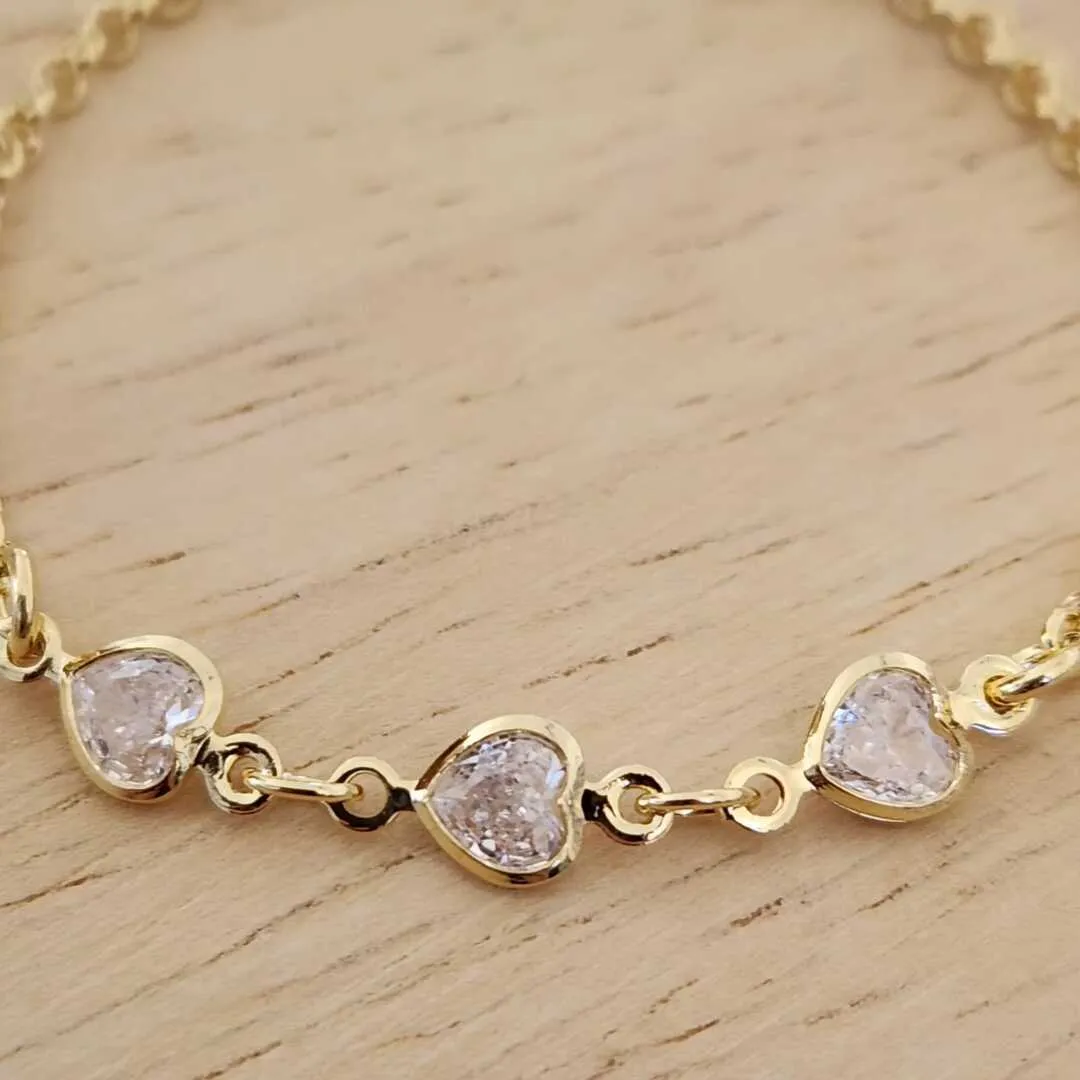 PULSEIRA INFANTIL ELO PORTUGUÊS COM CORAÇÃO 15CM