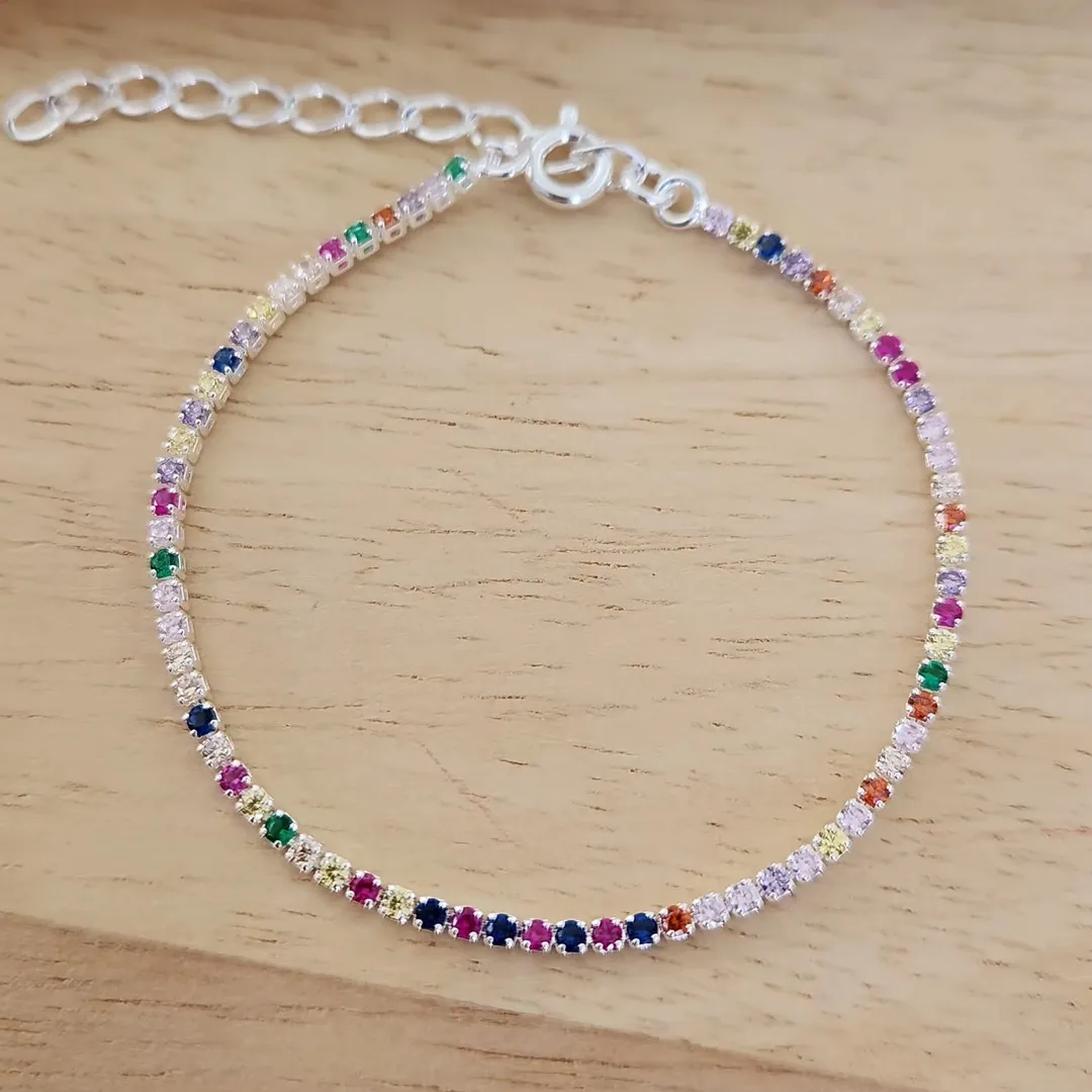PULSEIRA RIVIERA MICROZIRCÔNIAS COLORIDAS 18CM