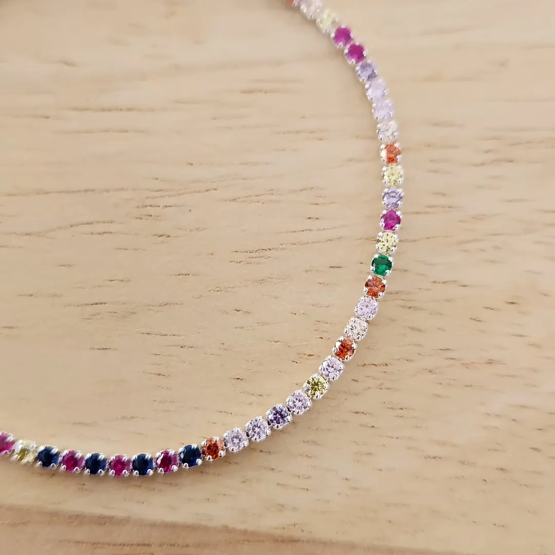 PULSEIRA RIVIERA MICROZIRCÔNIAS COLORIDAS 18CM