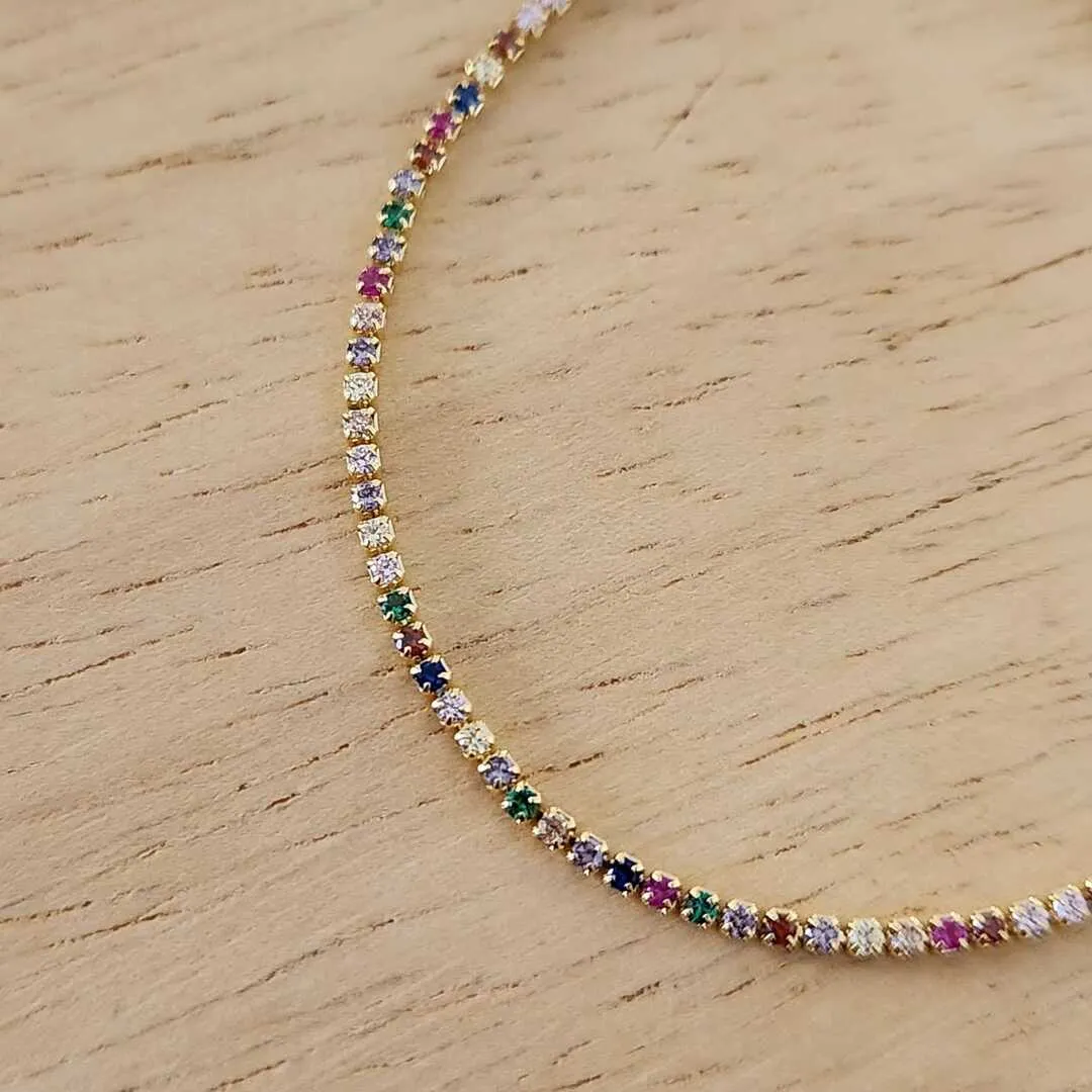 PULSEIRA INFANTIL RIVIERA MICROZIRCÔNIAS COLORIDAS 15CM