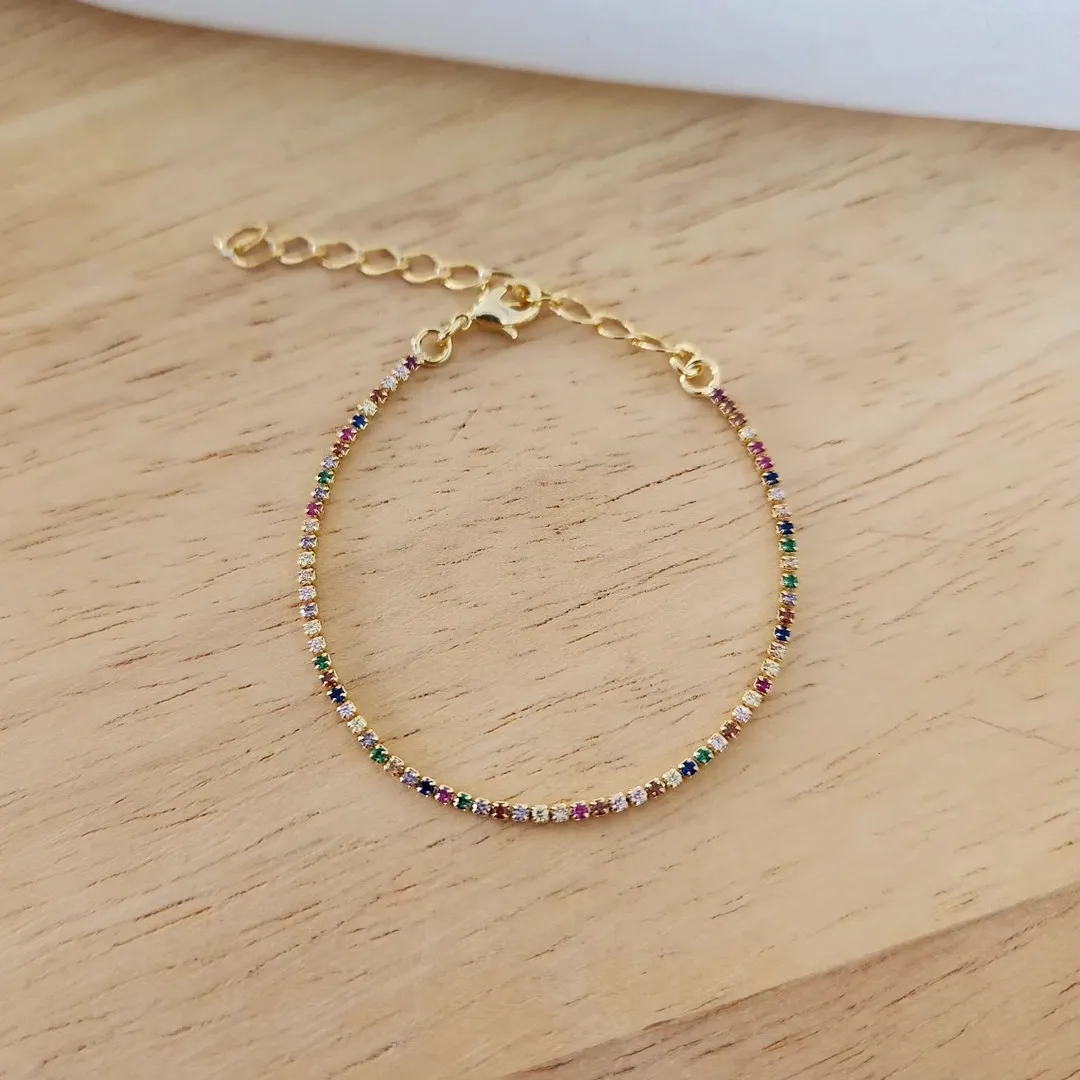 PULSEIRA INFANTIL RIVIERA MICROZIRCÔNIAS COLORIDAS 15CM