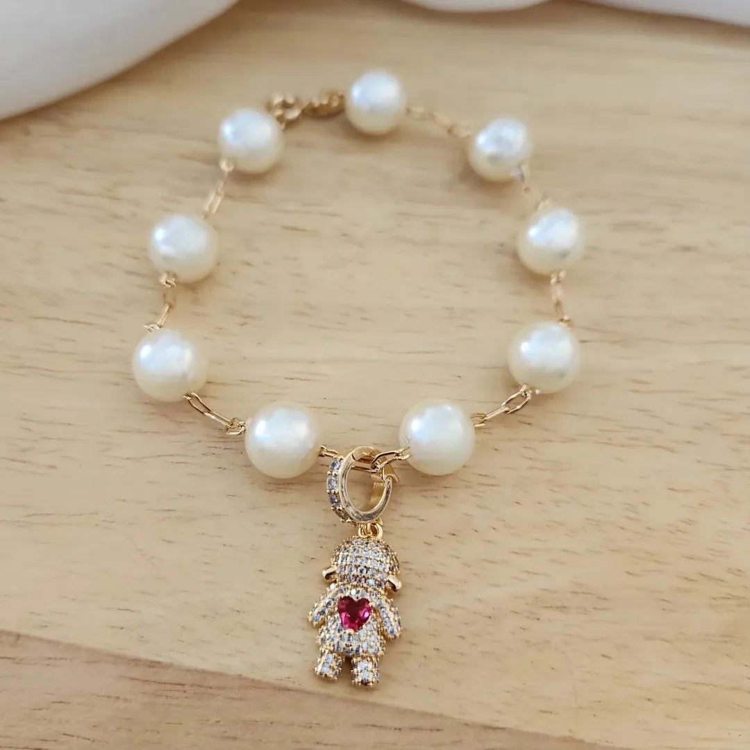 PULSEIRA PÉROLAS PINGENTE MENINA