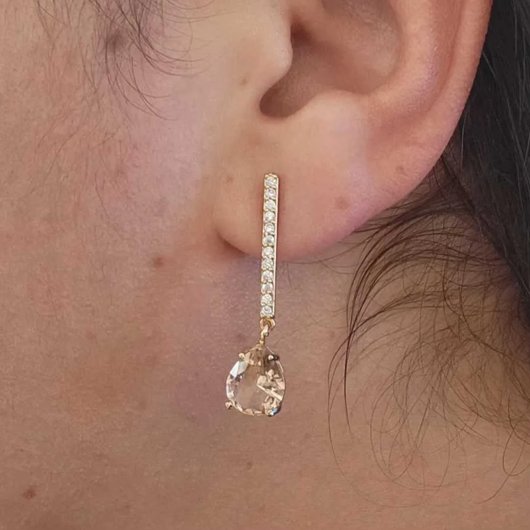 BRINCO DOURADO GOTA ZIRCÔNIA CITRINO
