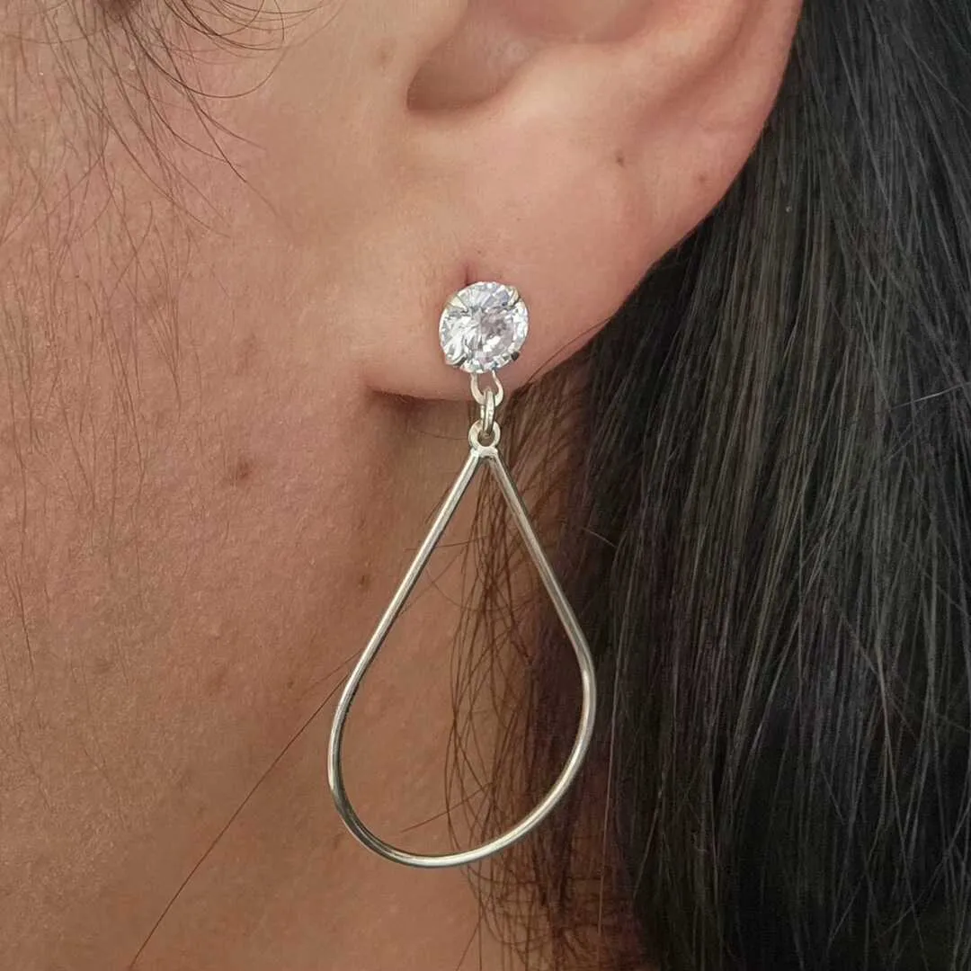 BRINCO PRATA 925 GOTA COM ZIRCÔNIA CRISTAL CRISTAL