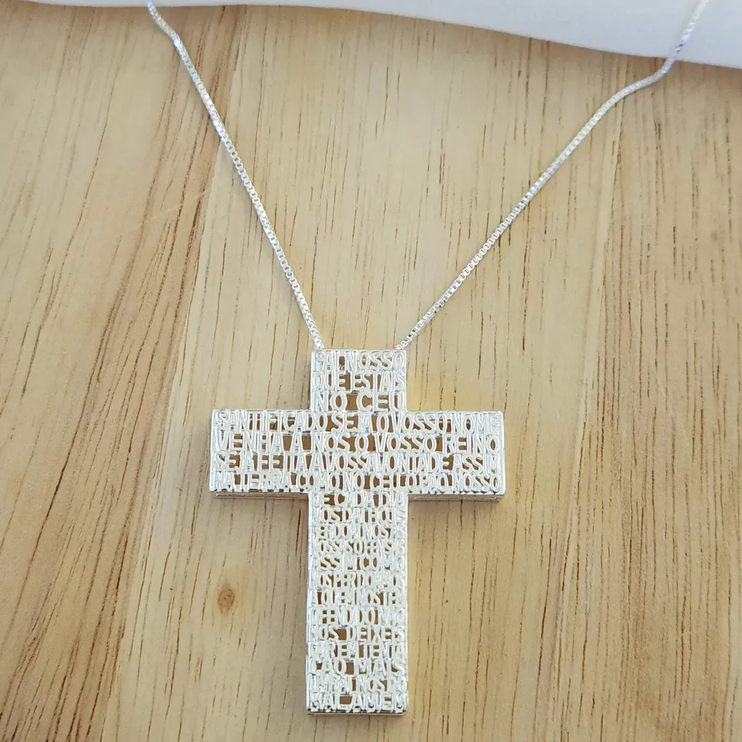 COLAR VENEZIANA CRUZ PALAVRAS PAI NOSSO