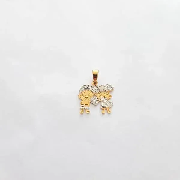 PINGENTE CASAL BANHO TONS AMARELO E BRANCO
