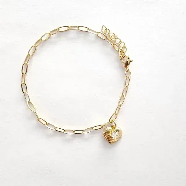 PULSEIRA CARTI PINGENTE CORAÇÃO E CORAÇÃO EM ZIRCÔNIA