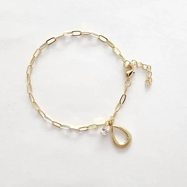 PULSEIRA CARTI PINGENTE GOTA E CORAÇÃO EM ZIRCÔNIA
