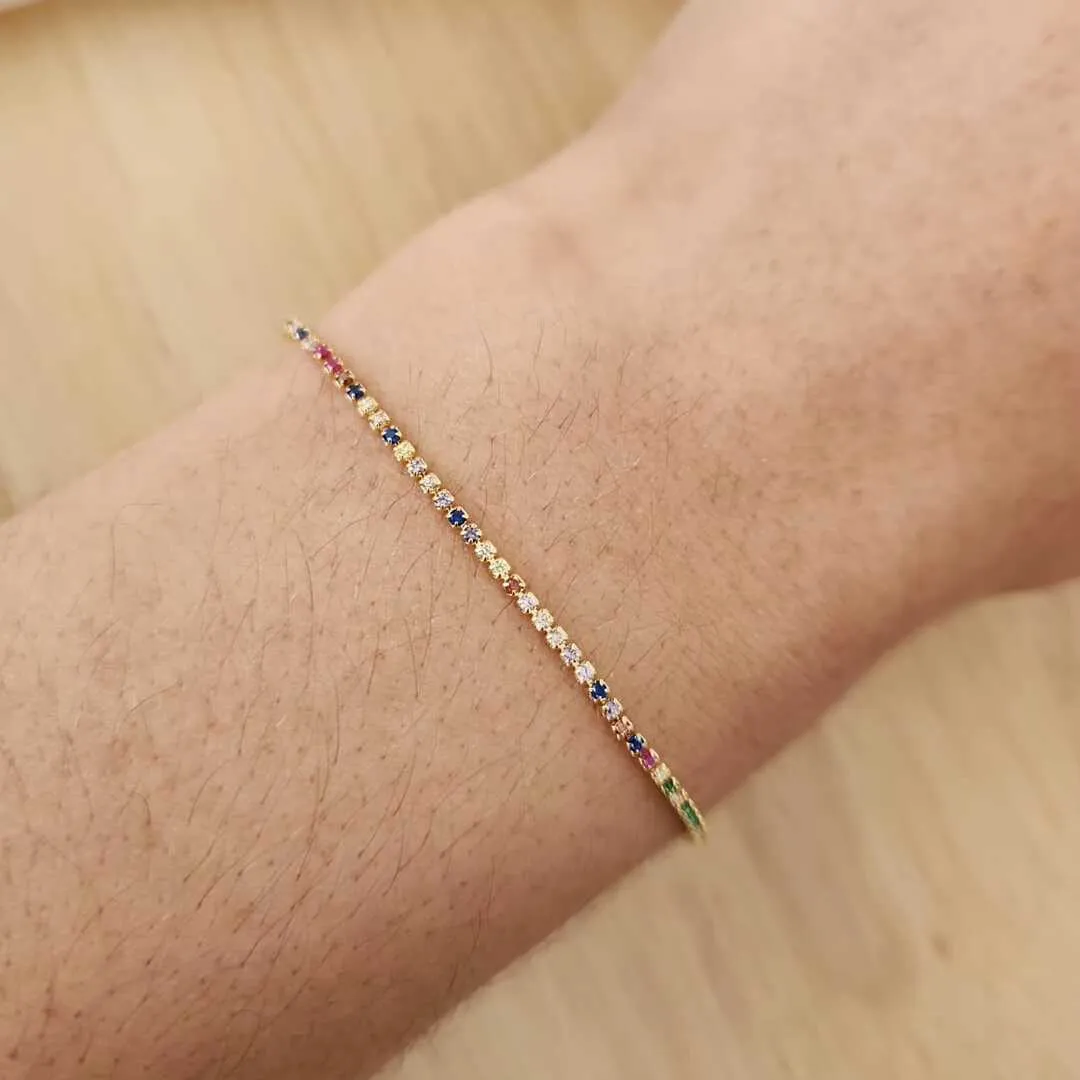 PULSEIRA INFANTIL RIVIERA MICROZIRCÔNIAS COLORIDAS 15CM