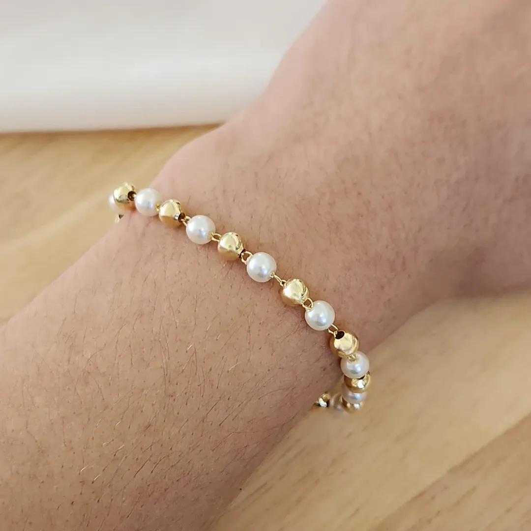 PULSEIRA PÉROLAS E BOLAS 18CM