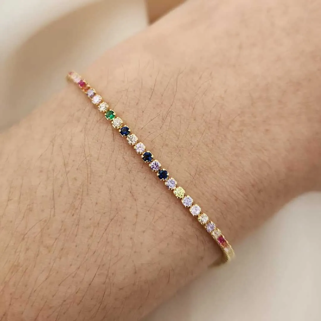 PULSEIRA RIVIERA MICROZIRCÔNIAS COLORIDAS 18CM