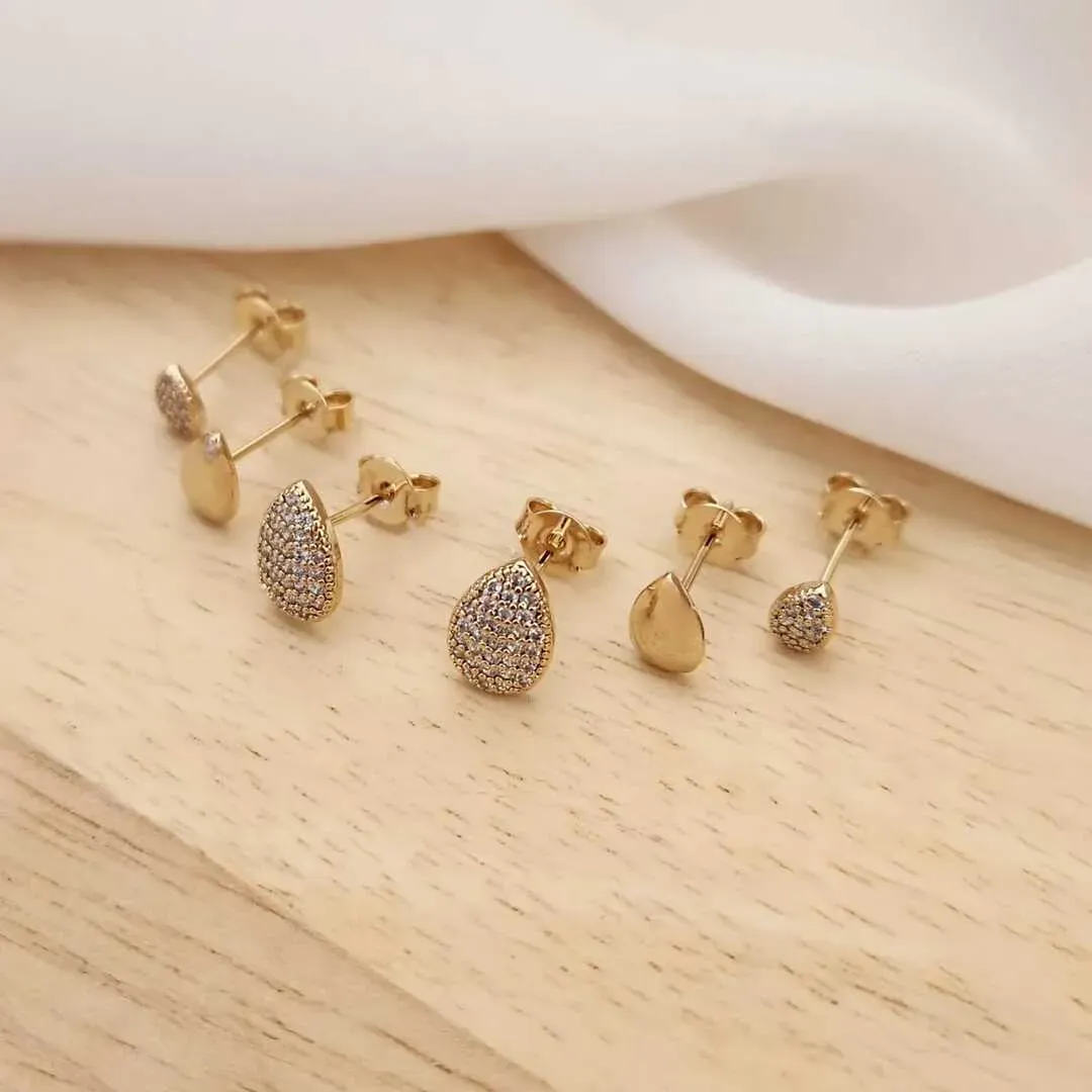 TRIO TRÊS GOTAS TAMANHOS DIFERENTES 2 CRAVEJADAS EM MICROZIRCÔNIAS E UMA LISA