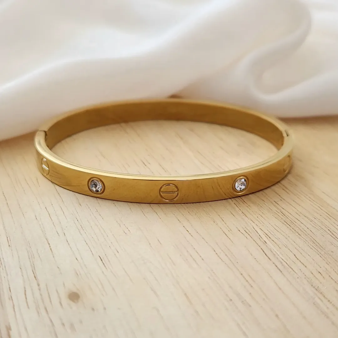 BRACELETE PULSEIRA INSPIRAÇÃO VIRGÍNIA CART AÇO COM PEDRAS