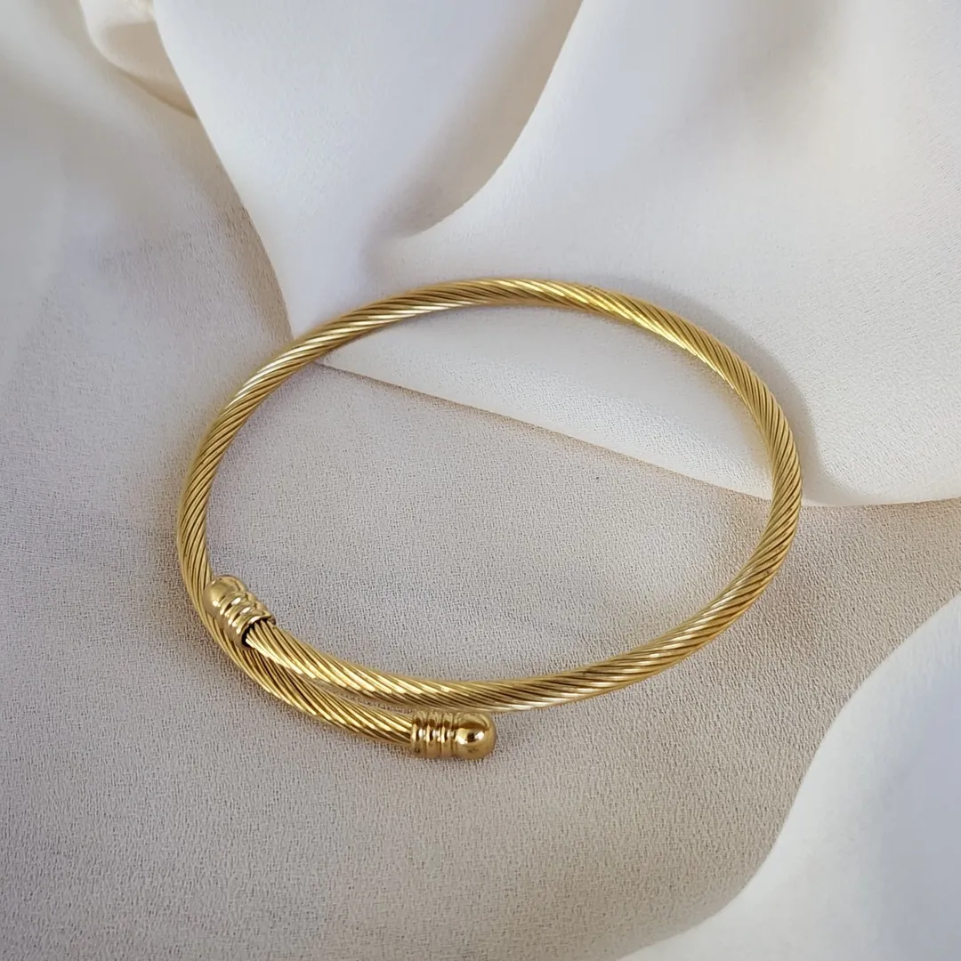BRACELETE PULSEIRA AÇO ARO LISA DOURADA