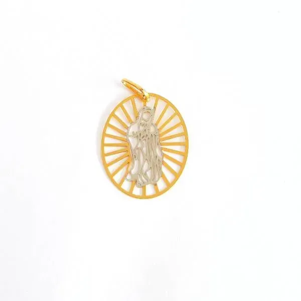 PINGENTE NOSSA SENHORA BANHO TONS AMARELO E BRANCO