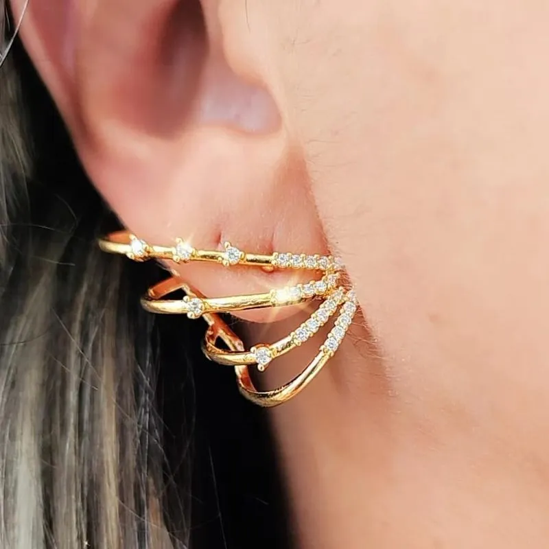 BRINCO DOURADO EAR CUFF QUATRO FIOS