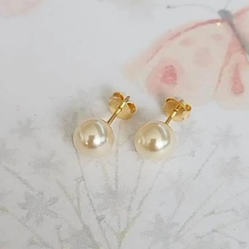 BRINCO DOURADO PÉROLA 8MM
