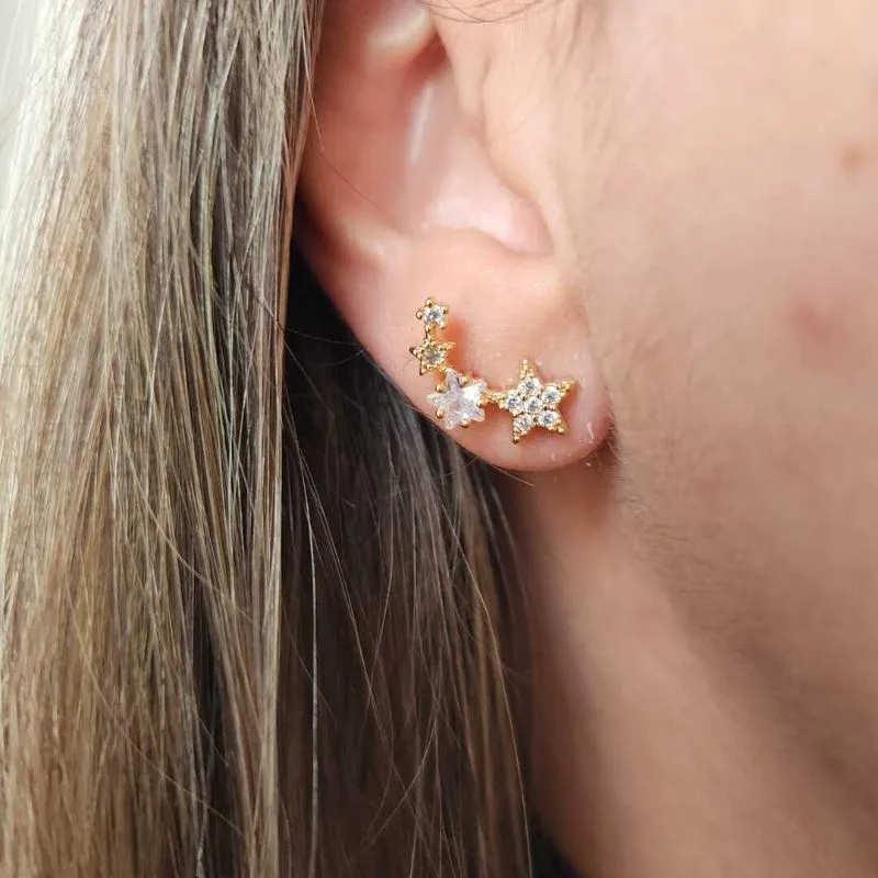 BRINCO EAR CUFF TRÊS ESTRELAS ZIRCÔNIAS